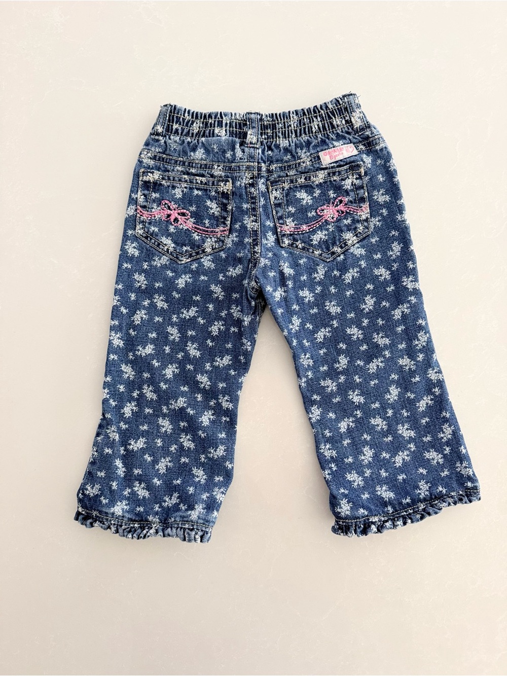 OshKosh B'gosh Baby Girl Floral Jeans with Ruffle Hem • Size 18M
